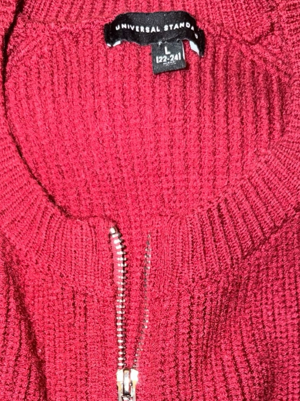 Universal Standard Red Zip-Front Ribbed Sweater Cardigan - Picture 3 of 5